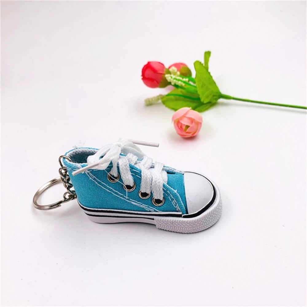 Mini High-top Canvas Shoes Keychains Women Creative Bag Hanging Sneaker Key Ring Car Key Holder Students Fun Gifts Accessories