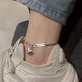 New 925 Sterling Silver Heart-Shaped Anklet Personality Charm Geometric Shape Anklet Birthday Gift for Women Exquisite Jewelry