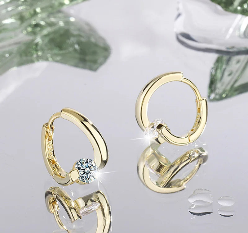 2023 New Sterling Silver 925 Huggies Earrings Small Round Zircon Rhinestones Hoop Earrings Women's Hot Fashion Jewelry Gifts