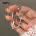Real 925 Sterling Silver Asymmetric Double Layer Chain Bracelet for Women Hiphop Fine Jewelry Minimalist Accessories