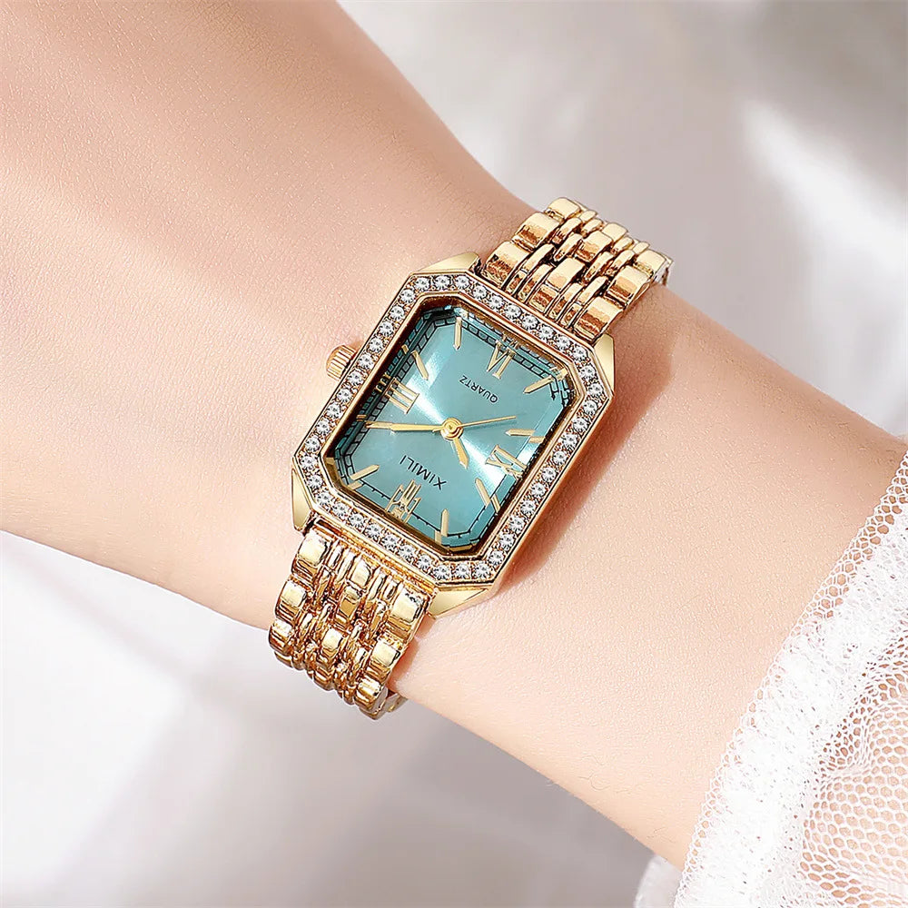 Top Brand Watch Women Business Simple Diamond Gold Watches Casual Female Student Fashion Quartz Clock Wristwatches