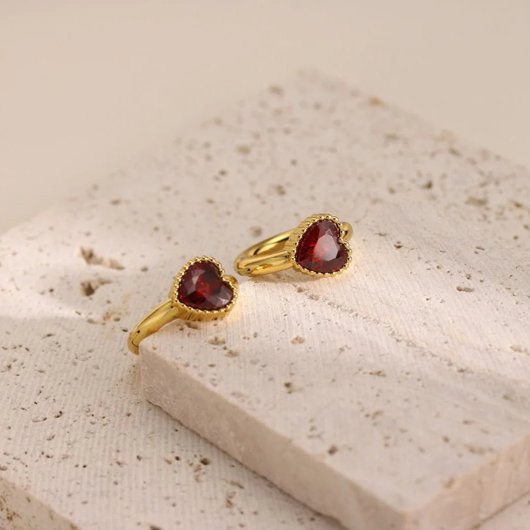 Wholesale 2/3/5pairs Stainless Steel Huggie Earrings Colorful Gemstone Heart Ear Hoop Buckle Waterproof Daily Wear Jewelry