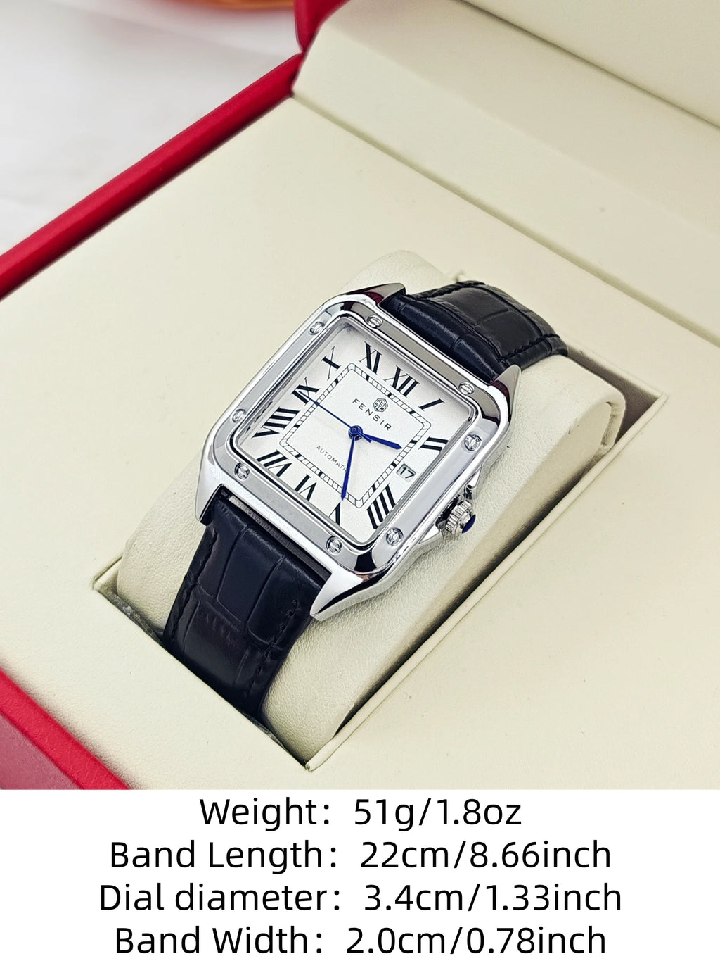 High-End Business Casual Men's Quartz Watch, Square Dial, Waterproof with Calendar Display, Leather Strap, European and American Style, Fashionable, Simple, Versatile and Handsome Men's Watch, Suitable for Various Occasions,