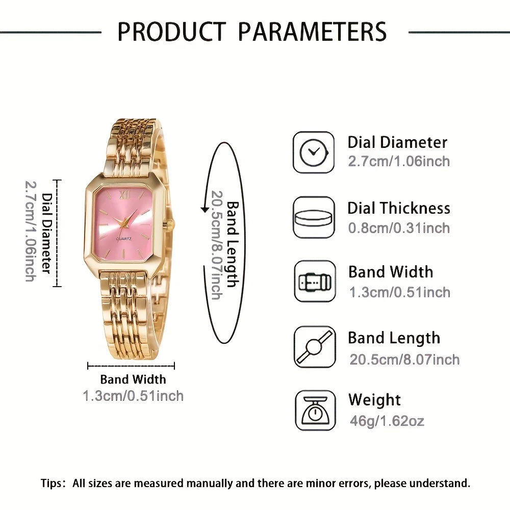 Simple and versatile square women's watch, Instagram-style steel band fashion quartz watch, trendy ladies' wristwatch