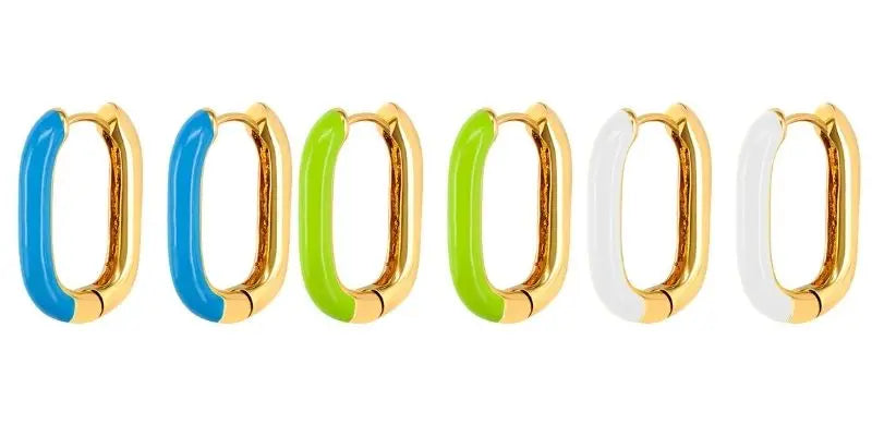 Multicolour Enamel Hoop Earrings for Women 925 Silver Needle Candy Color Huggie Earrings Trendy Party Girls Jewelry Gift