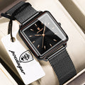 POEDAGAR Original Exquisite Ladies Wristwatch Waterproof Mesh Stainless Steel Woman Watch Square Elegant Women's Quartz Watches