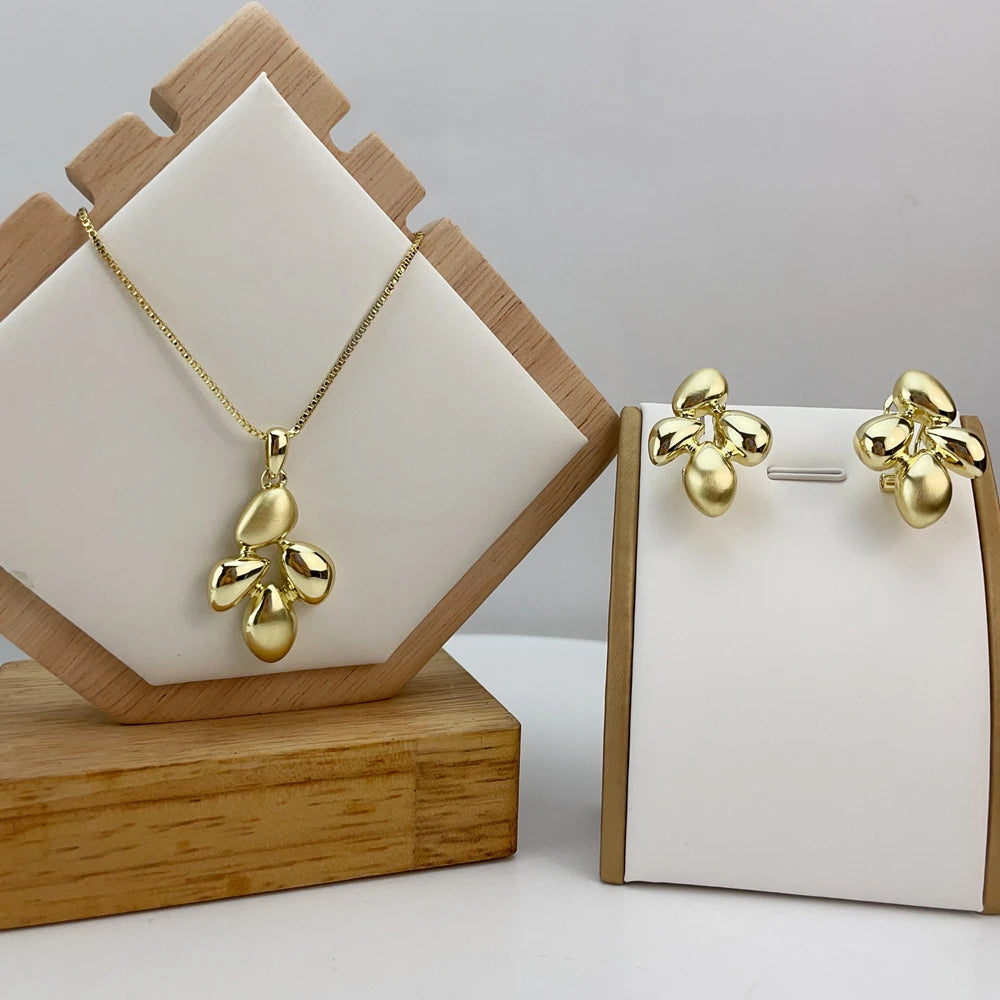 Fashion Dubai Gold Plated Pendant Earrings Luxury Trendy Jewelry Set for Ladies Women KY25109