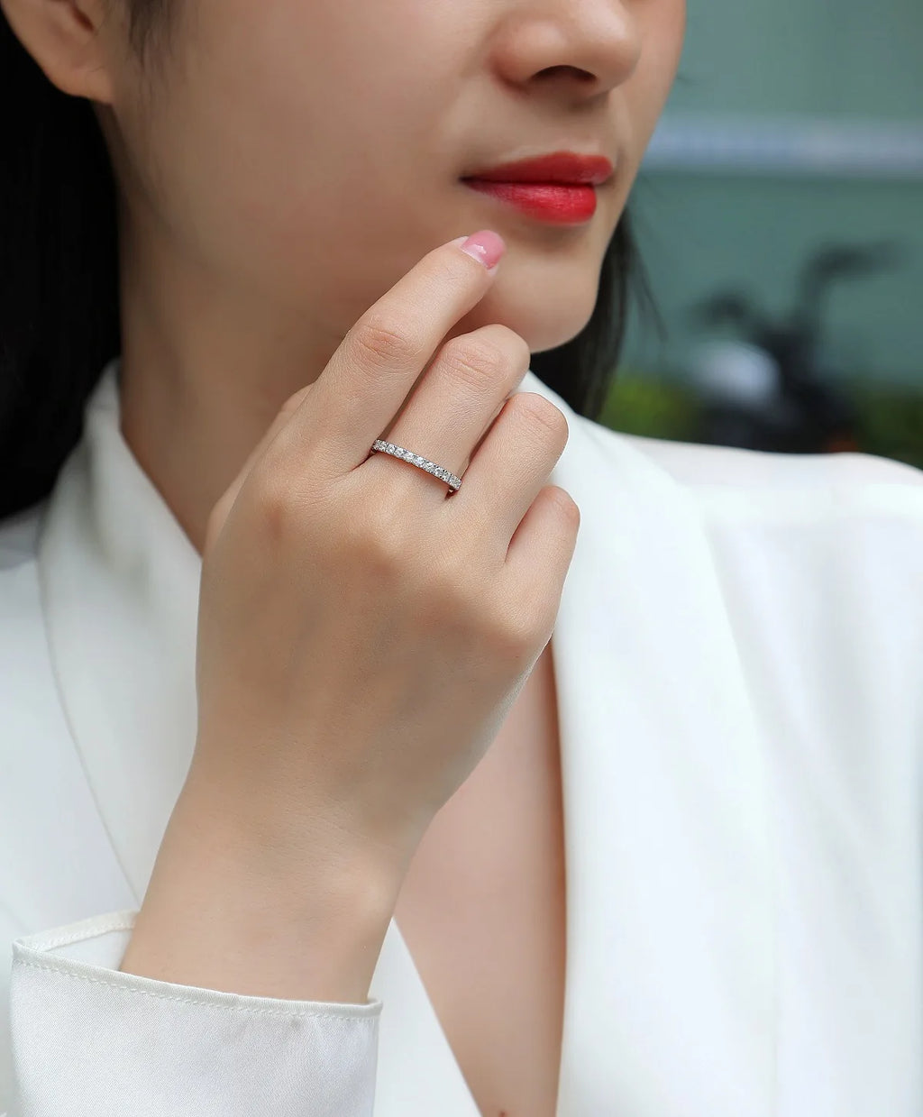 D Color Women Moissanite Ring s925 Silver Round Cut Moissanite Row Rings for Women Luxury Women Full Moissanite Ring
