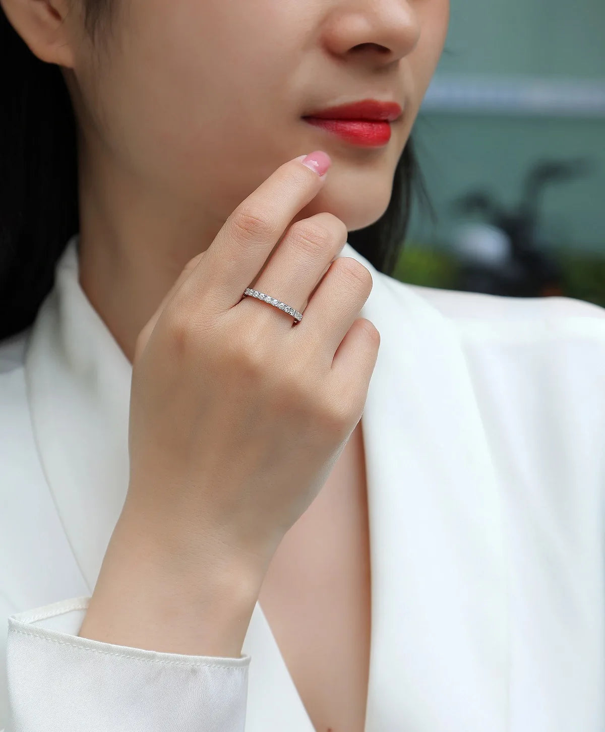 D Color Women Moissanite Ring s925 Silver Round Cut Moissanite Row Rings for Women Luxury Women Full Moissanite Ring