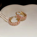 Multicolor Shiny Zircon Huggie Hoop Earrings for Women Girls Wheat Leaf Hoop Earrings Versatile Fashion Jewelry Daily Party Gift