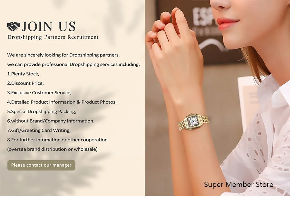 Ladies Simple Watch Fashion Rectangle Gold Quartz Watches Luxury Stainless Steel Waterproof Women's Dress Clock Gift Wristwatch