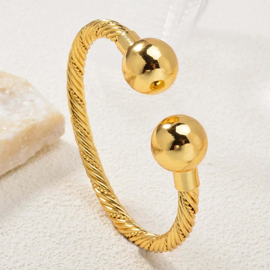 Diana Baby Jewelry on Hand 18K Gold Plated Bangle Women Jewelry Luxury Twist Charms African Cuban Dubai Birthday Gift Female