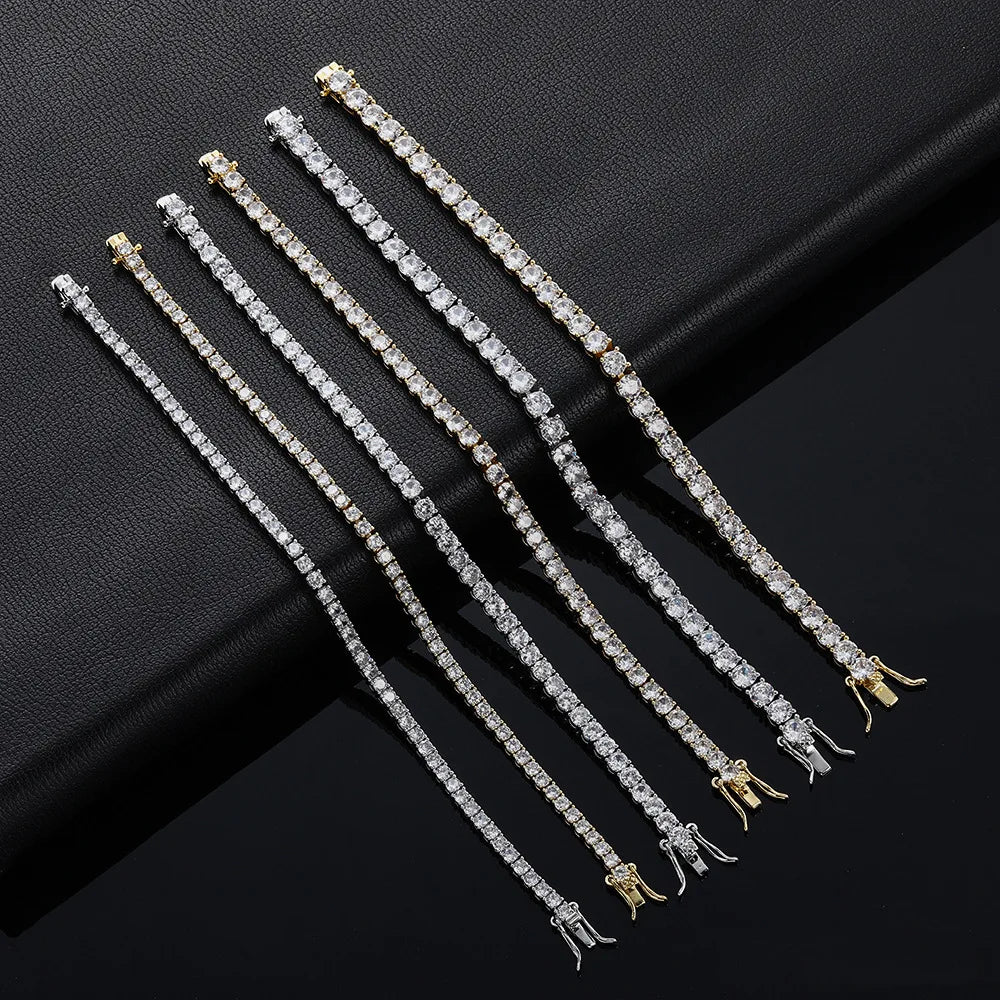 Factory Price Unisex Hip Hop Moissanite Tennis Chain for Women S925 Sterling Silver Gold Man Bracelet Hiphop Jewelry