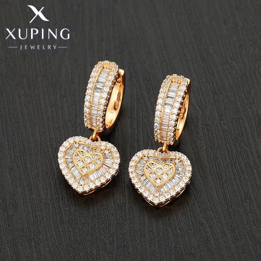 Xuping Jewelry Fashion Romantic Love Style Gold Color Huggies Earrings for Women Girlfriend Party Gift X001002627