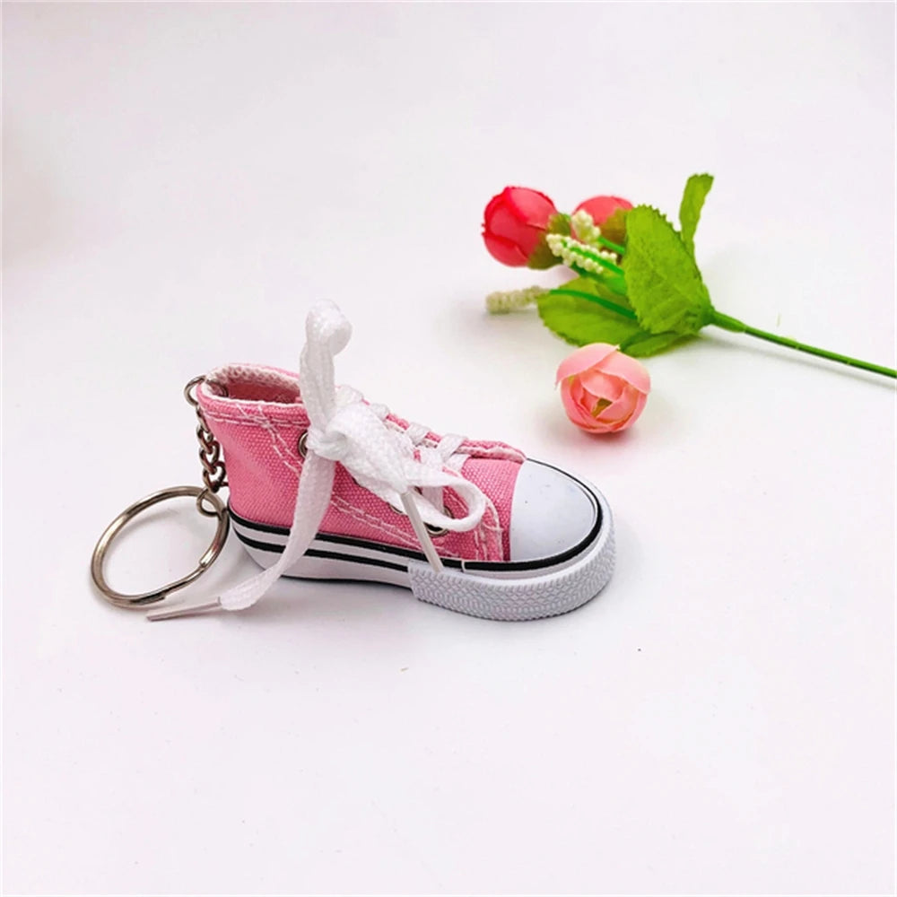 Mini High-top Canvas Shoes Keychains Women Creative Bag Hanging Sneaker Key Ring Car Key Holder Students Fun Gifts Accessories