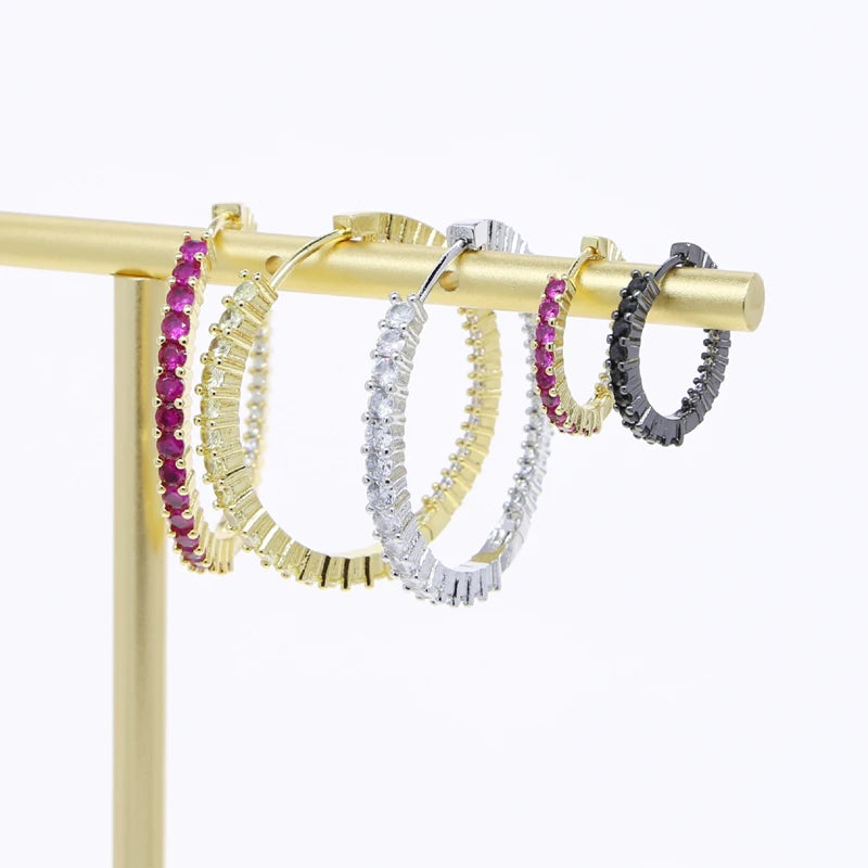 5 Color 20MM 40MM Two Sized Huggie Hoop Earring Yellow Red Whit Black Cubic Zirconia Classic High Quality Fashion Women Jewelry