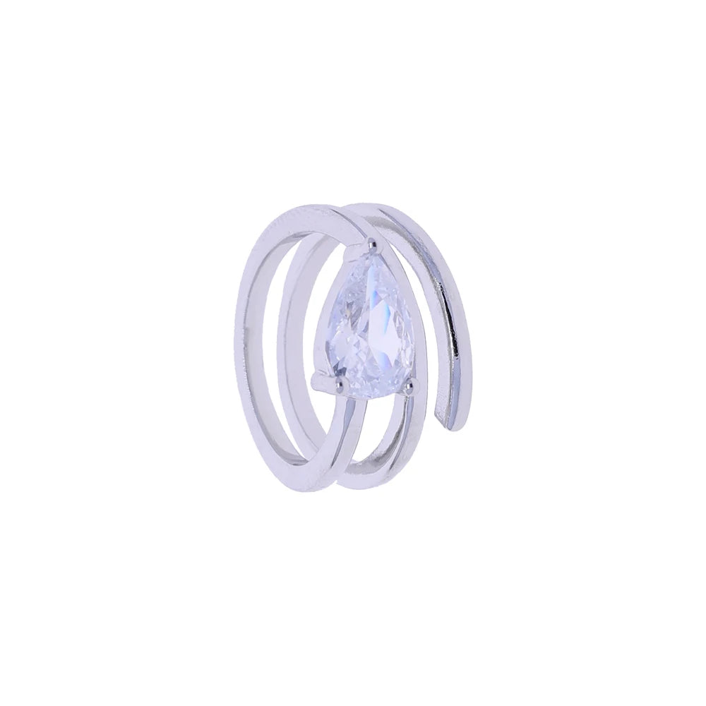 Open Adjusted Size 4 Triple Wrap Pink Finger Ring For Women Paved Sparking Bling 5A CZ Jewelry