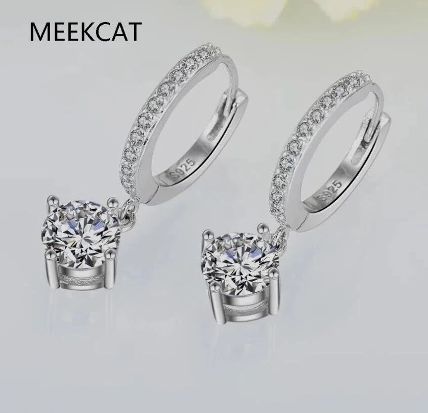 Brilliant 1CT Moissanite Diamond Hoop Earrings For Women Gift Real 925 Sterling Silver Top Quality Fine Jewelry Huggies Aretes