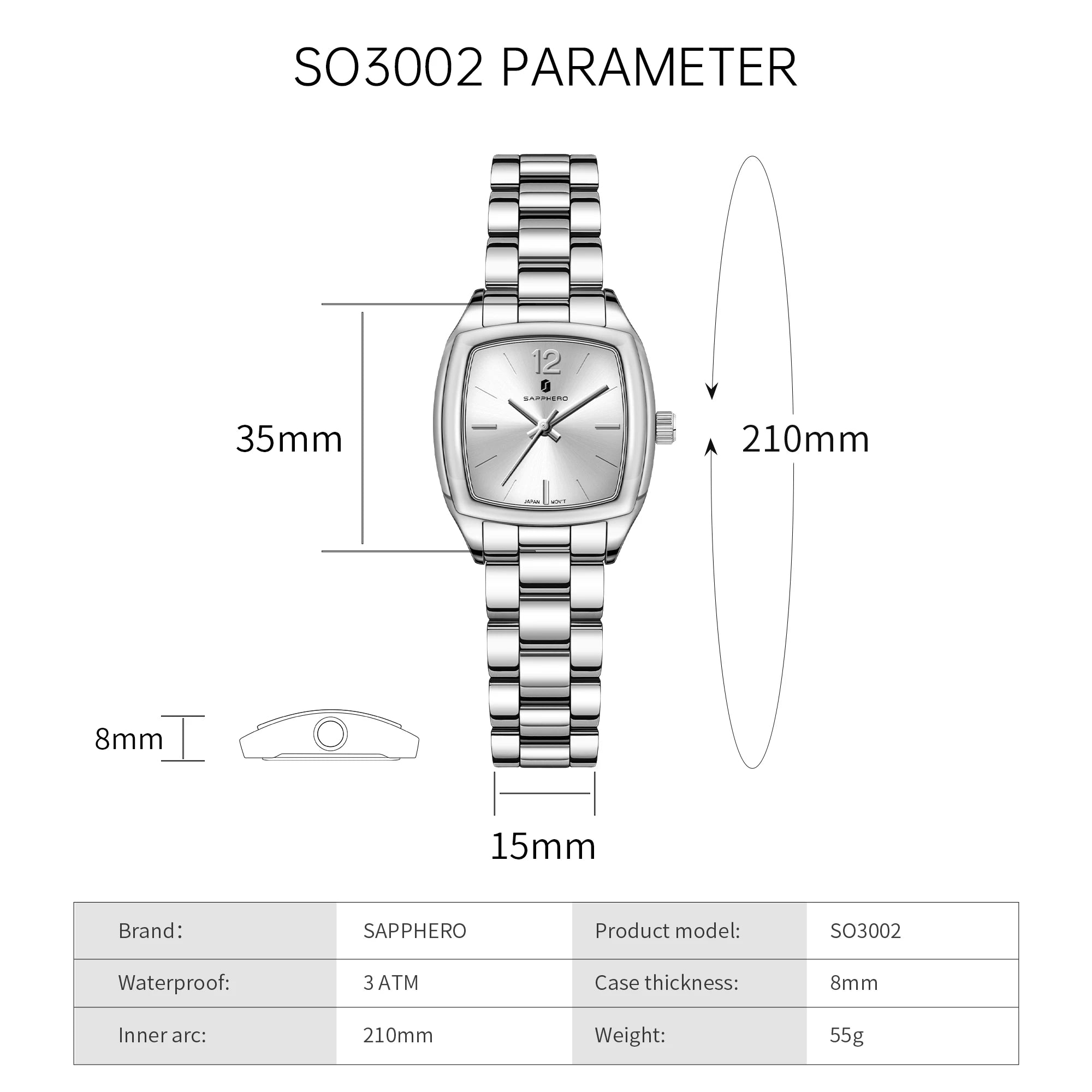 SAPPHERO Elegant Women's Watch Luxury Ultra Thin Stainless Steel Quartz Watch Light Luxury Waterproof Watch Sports Wrist Watch