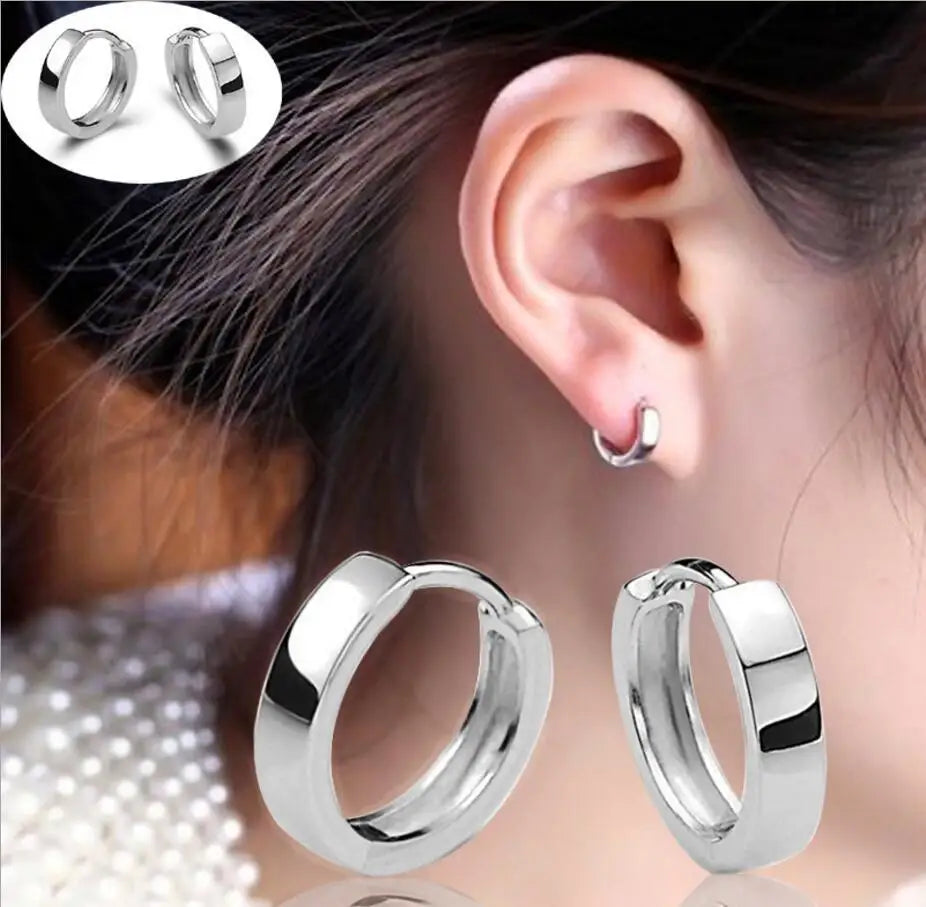 Man/Women's 925 Sterling Silver Hoop Earrings Huggies Cute Neat Gift For Girls/Boys Fine Jewelry Accessory Party Gift DA1417
