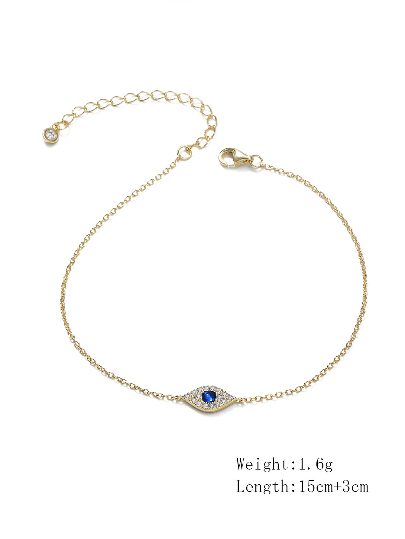 Dainty Evil Eyes anklet Adjustable Chain Jewelry wholesale Women beach jewelry 14K Gold Plated anklet