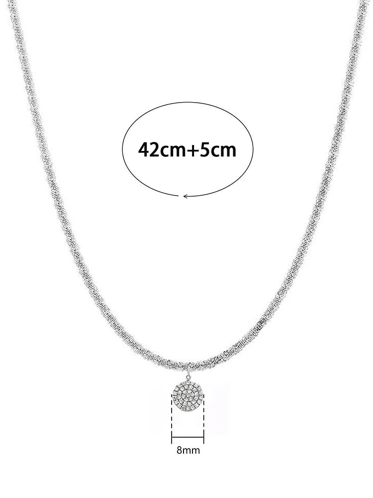 925 Sterling Silver Simplicity Classic Gorgeous Zircon Round Necklace For Women Anniversary Party High Quality Fine Jewelry