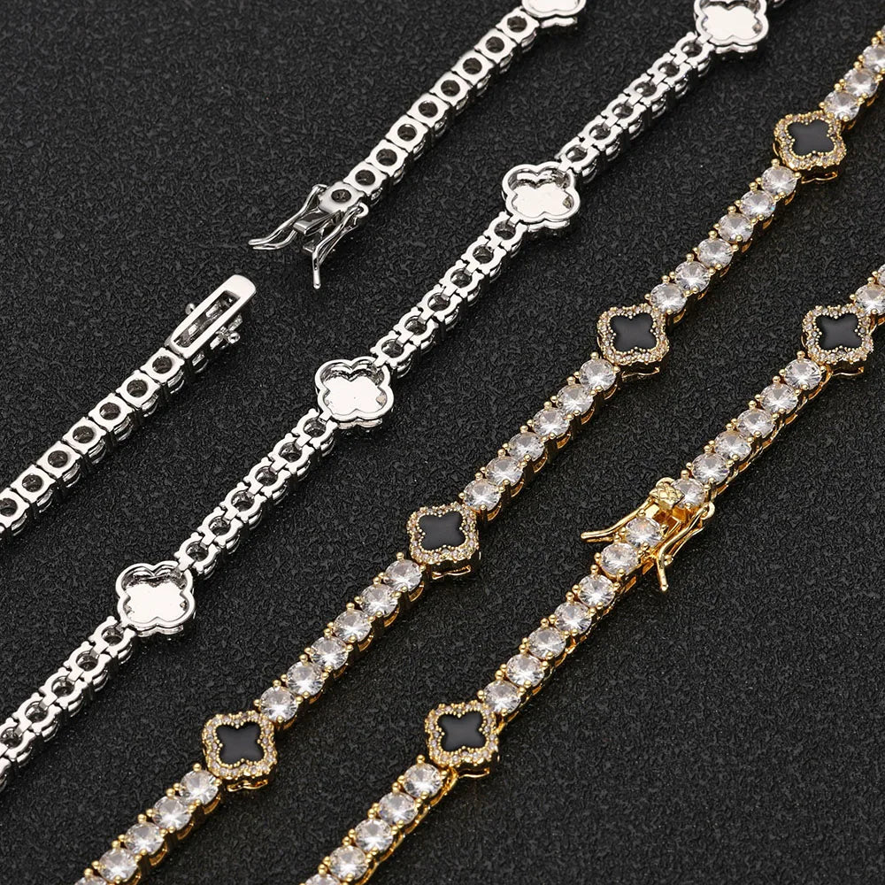 NY Fashion Design Dainty Tennis Chain Gold/Silver Plated Zircon Bracelet Luxury Hip Hop Jewelry for Men Women party Gift